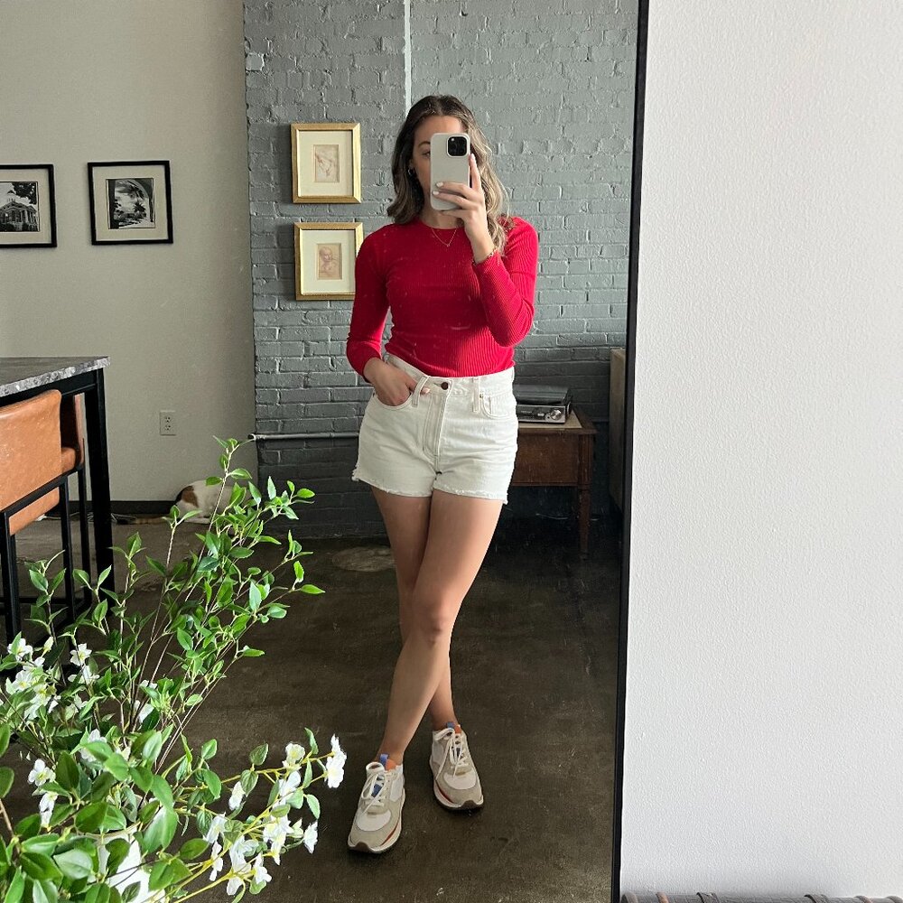 Old Navy Red Ribbed Long Sleeve
